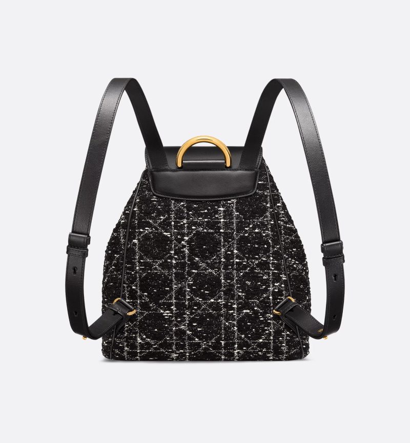 Dior Caro Backpack Black Tweed - Image 3