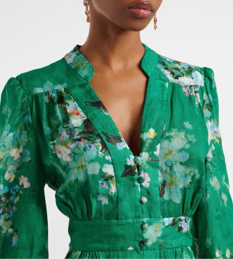 Green Deep V-neck Dress - Image 3