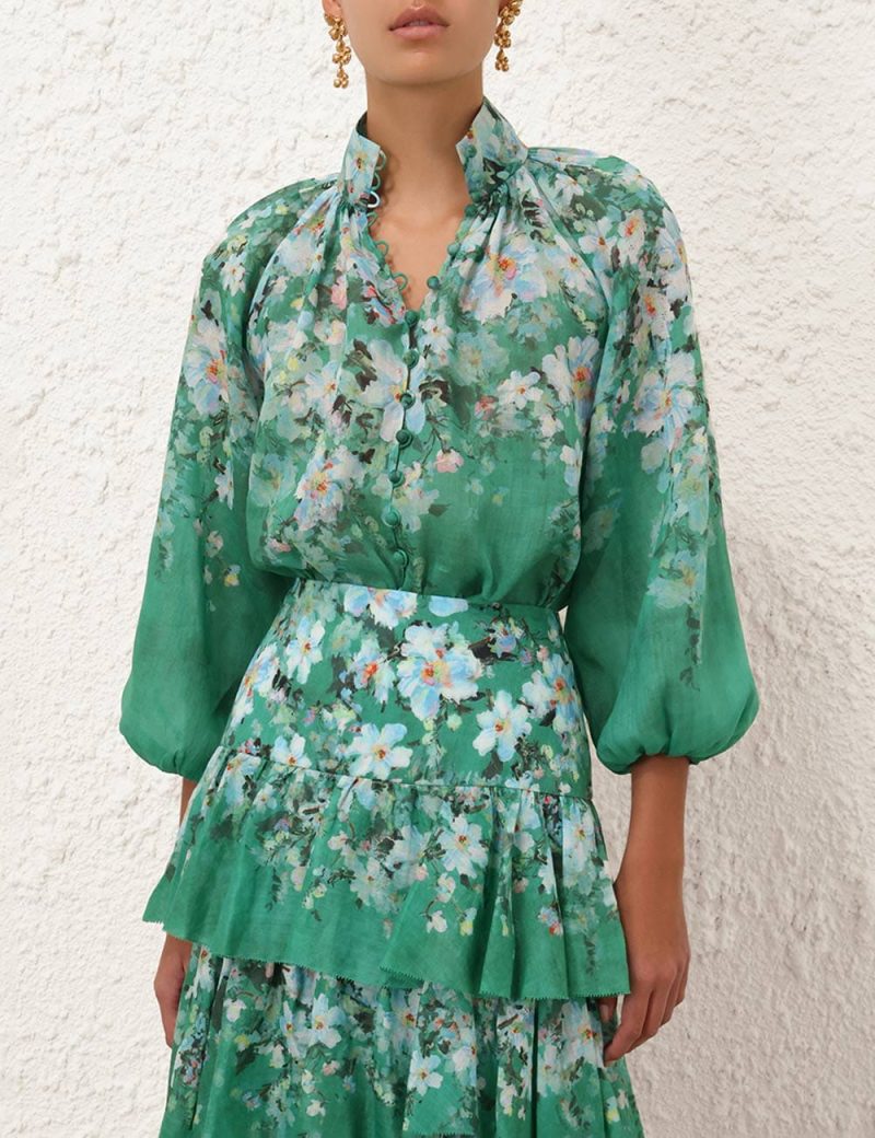 Green Everley Billow Blouse set