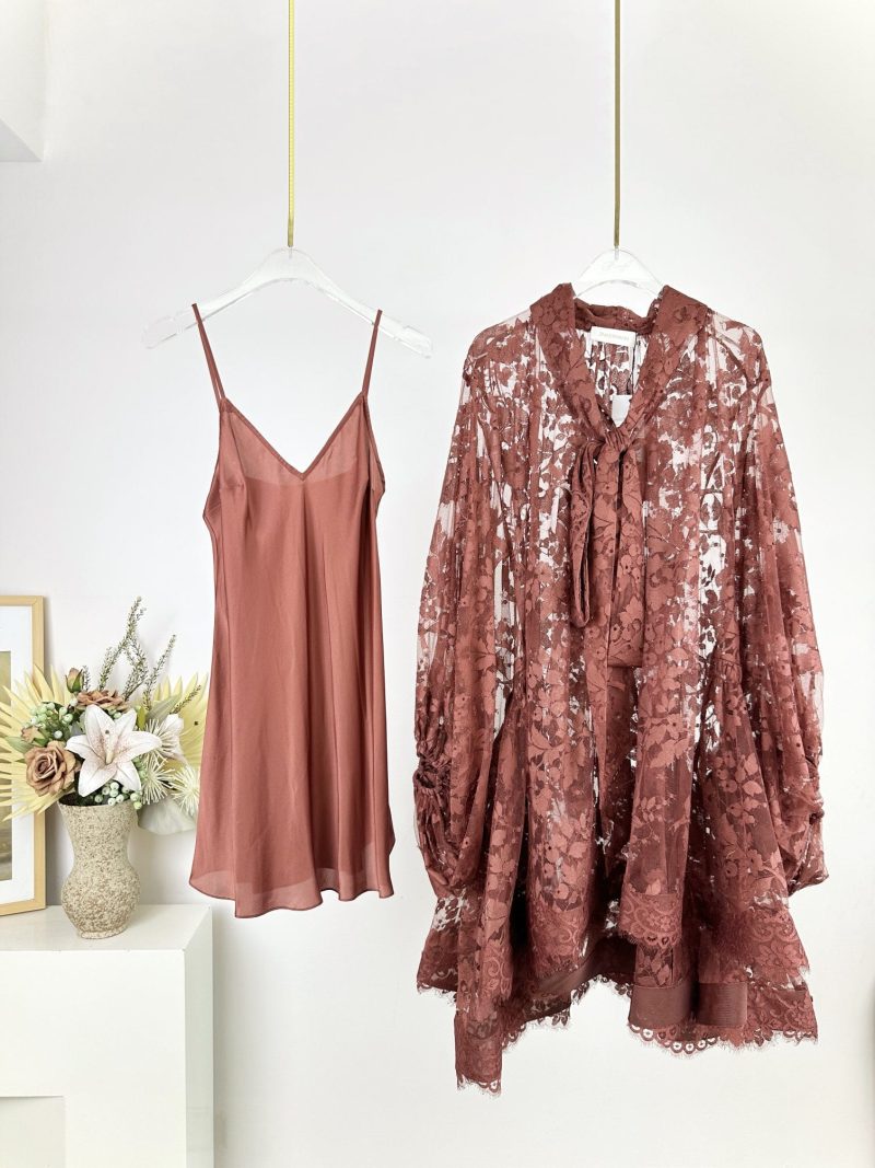 Chestnut Lace Mini Dress - Image 11
