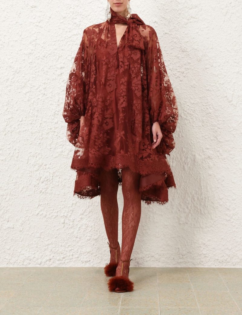 Chestnut Lace Mini Dress