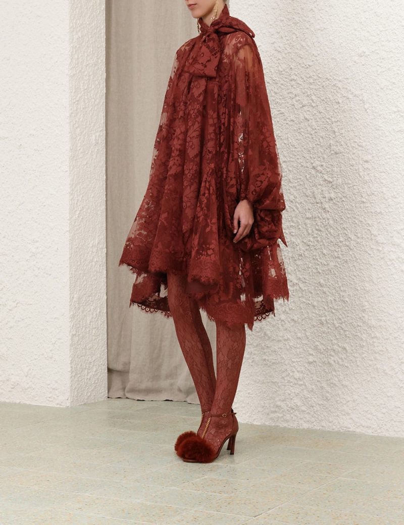 Chestnut Lace Mini Dress - Image 2