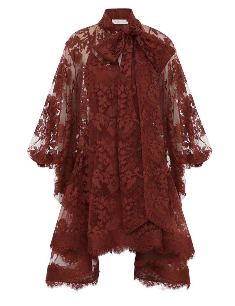 Chestnut Lace Mini Dress - Image 25