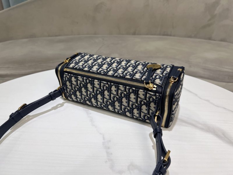 Dior Navy Oblique Trotter Logo Bag - Image 9