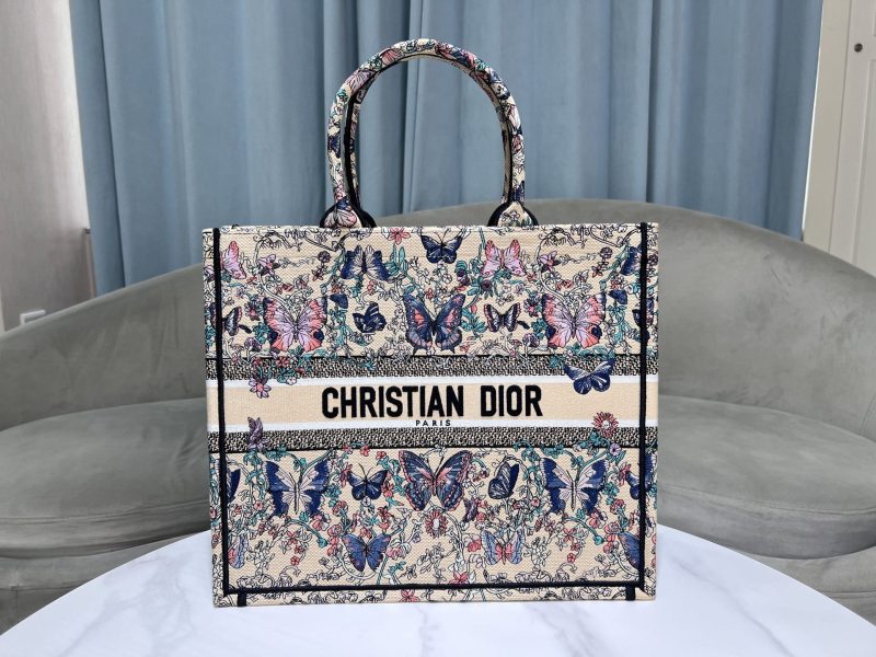 Medium Dior Book Tote Blue Butterfly