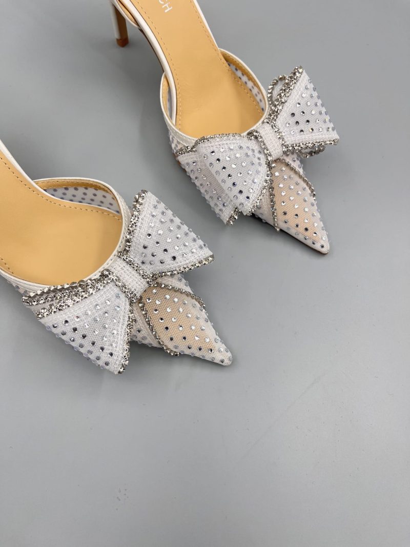 Grey Embellished Slingback Pumps - Image 9