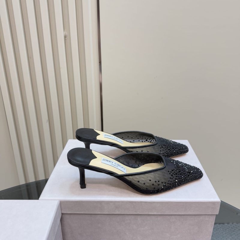 Vivi 65 Black Crystal Mesh Mules - Image 40