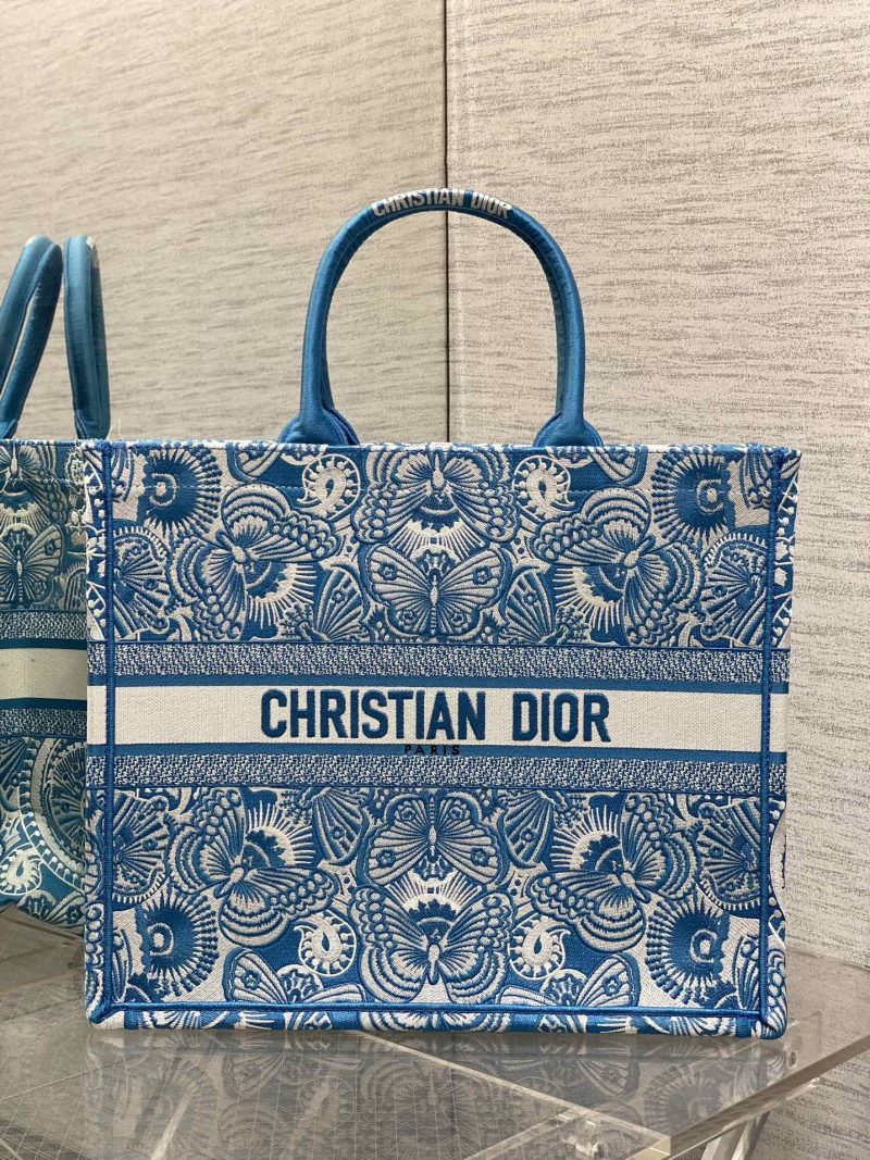 Blue and White D-Butterfly Dior Book Tote - Image 3