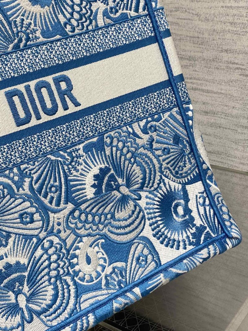 Blue and White D-Butterfly Dior Book Tote - Image 5