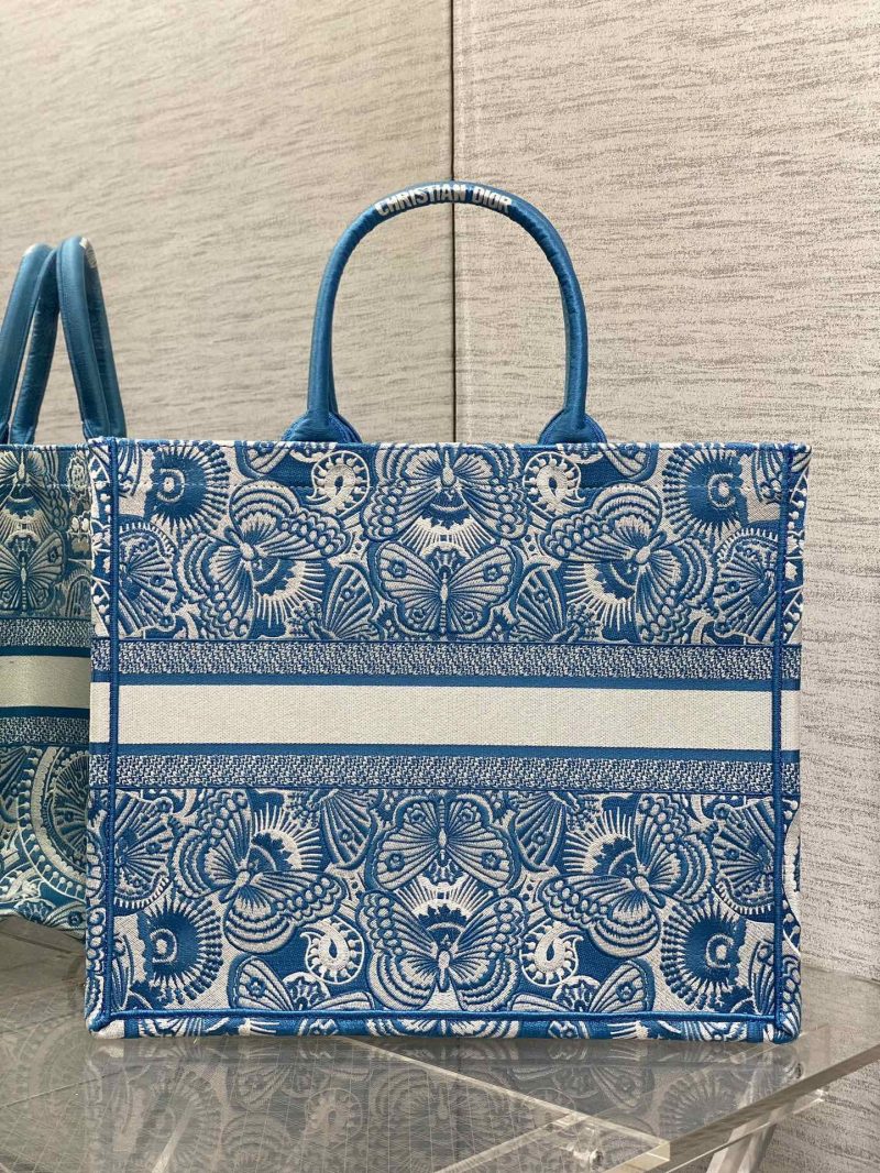 Blue and White D-Butterfly Dior Book Tote - Image 6