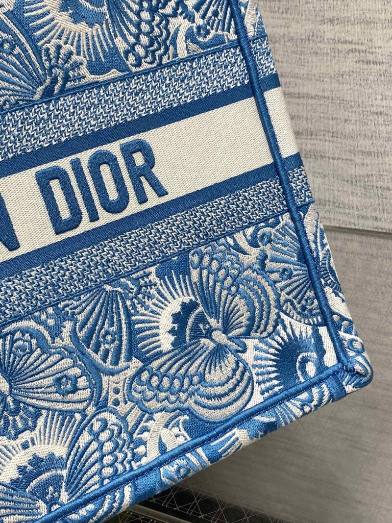 Blue and White D-Butterfly Dior Book Tote - Image 14